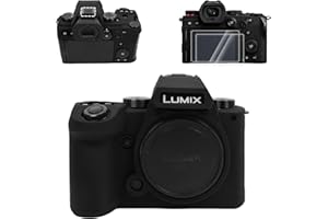 VOVMOEYA Etui ochronne do Panasonic LUMIX S5II/S5IIX, 【Case*1 Screen Protector*2 Hot Shoe Cover*1】 LUMIX DC-S5II Camera Cover Full Body Case for DC-S5IIX Lightweight Shockproof, czarny, Zestaw etui na
