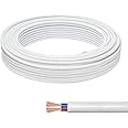 KingYH 10 Meter Electrical Wire 2 Core White Flat White PVC Mains Electrical Cable Copper Wire 0.75 mm² Twin Flexible Power Cable for Extension Power Wire Home Small Electrical Wiring