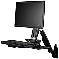 StarTech.com Wall Mounted Sit Stand Desk - Single Monitor - Adjustable Standing Desk Converter - Height Adjustable Desk - Desk Riser (WALLSTS1)