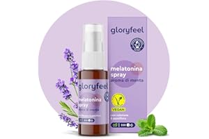GLORYFEEL Melatonina Pura Spray, per Dormire Meglio 1mg con Valeriana, Passiflora, Melissa, Lavanda e Vitamine B6 & B1, Integratore per Addormentarsi, Gusto Menta Dolce