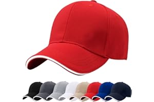 Baynetin Herren Baseballmützen, 100% Baumwolle 6 Pannels Plain Solid Color Hut, Pre-Curved Visor mit Sandwich. Einstellbare Atmungsaktiv Sommer Justierbarer Outdoor-Sportkappe