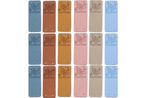 Houhounb Handmade Stoff Labels Tags Rechteck Nähen Kleideretiketten Etiketten Leder Label nähen mit Löchern Faltbares Schmetterlingsetikett für DIY Klediung Näharbeit dekor, 6 Farben,30 Stück