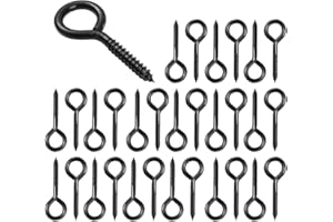 EIHI 30 Pezzi Nero Occhielli a Vite per Legno, Ganci a Vite, Ganci a Vite per Legno, Viti a Occhiello, Viti a Gancio e a Occhiello, per Amache Sedie Sospese Cesti Sospesi, 30mm