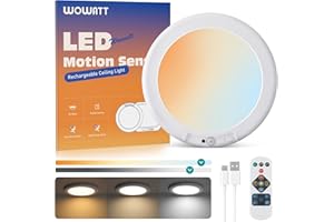 wowatt Plafonnier Led Avec Détecteur De Mouvement Radar - Lumiere Detecteur De Mouvement Interieur 3 Température De Couleur 3000k 4500k 6500k 19cm Dimmable Timing Lampe De Plafond Ultra-Mince