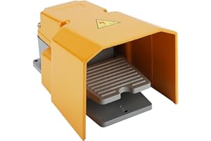 SOULONG Industrial Foot Pedal Switch, 250V 10A Aluminum Alloy Oil Resistant Corrosion-resistant Foot Pedal Controller On/Off Switch with Guard