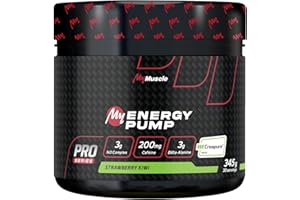MyMUSCLE - My Energy Pump - Formule Booster Pre-Workout en Poudre + Vitamines + Créatine + Caféine - Strawberry Kiwi 345g - 30 Portions