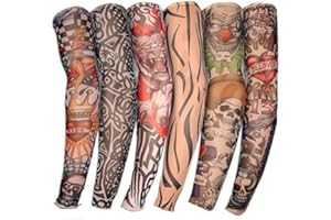 PFLYPF 8 stück gefälschte temporäre Tattoo-Armstulpen, elastische Sonnenschutzhandstulpen für den Außenbereich, neutrale, coole und hübsche Tattoos, modische Kunstdekorationsartikel, geeignet für Festivals