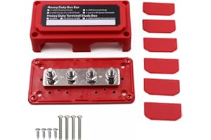 Gloaso 12V-48V DC Sammelschiene Verteilerblock 300A Batterie Busbar mit 4x M8 Bolzen Klemmleisten, Hochleistungsmodul Bus Bar Erdungsstrom für Solar System Kfz LKW Van RV Boot Marine, Rot