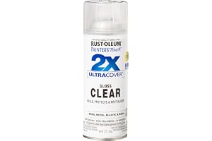 Rust-Oleum Painter's Touch 2X Ultra Cover, Gloss Clear, 340 gm, 249117 | Indoor and Outdoor Surfaces (Metal, Wood, Plastic), Fast Dry, Durable, Sprays from Any Angle, Comfort Tip, Oil Based