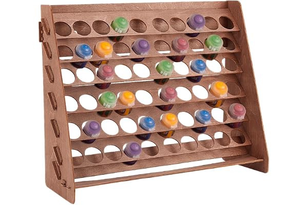 PH PandaHall Färgställ organiserare för 60 flaskor, trästativhållare för pigment, bläck förvaringsställ – miniatyrset med 3,3