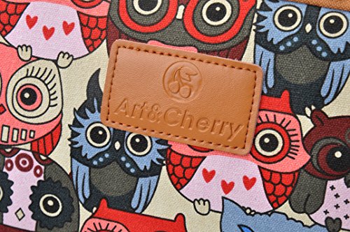 art&cherry © 13-13,3″ Universal Notebook & Laptop Schutzhülle / Hülle / Tasche aus feinstem Canvas-Gewebe 13Zoll z.B. Apple MacBook / HP ProBook / Lenovo Ideapad Yoga 2 / Acer Aspire & ChromeBook / Asus Transformer / DELL XPS Computer dicke Eulen - 4