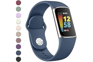 YLK Bracelet pour Fitbit Charge 5 / Fitbit Charge 6 Bracelet Femme Homme Bracelet de montre de sport amélioré en silicone Bracelet de rechange réglable pour Fitbit Charge 5 / Charge 6 Bracelets