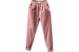 SKOTO Pantalon en velours côtelé pour femme - Taille haute - Pantalon thermique avec poche - Pantalon de jogging épais et chaud - Pantalon d'hiver - Pantalon de fitness en velours côtelé - Pantalon de sport