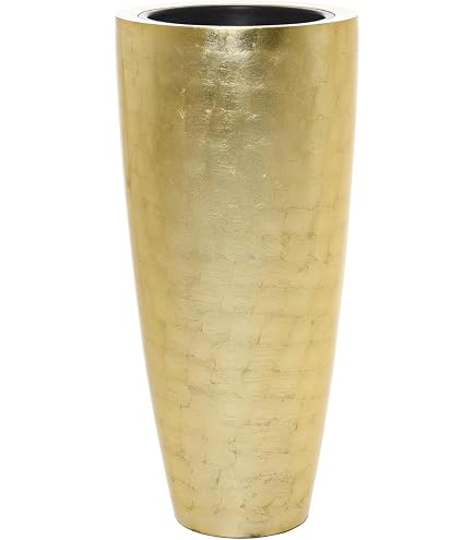 Casablanca Pflanzgefäß Aus Kunststoff – Höhe 92 Cm, Goldfarben, Hochglanz, Für Indoor-Deko