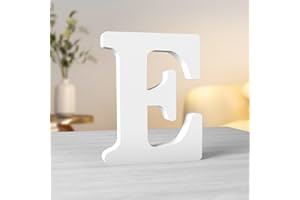 Aruatu 8 Inch White Wood Letters Unfinished Wood Letter for Wall Decor Decorative Standing Letters Large Letter for Wall Decoration for Craft Home Party Projects (E)