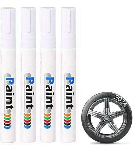 4 Stylos Marqueur Blanc Pour Pneus - Imperméable, 2 Pointes (3mm Et 1mm) - Pour Voiture, Moto, Vélo !