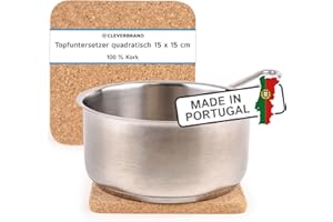 Sottopentola in sughero Cleverbrand, resistente al calore, circa 15 x 15 cm, spessore 10 mm, quadrato, sottopentola in sughero naturale per pentole e padelle - Made in Portugal