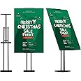 ONCEMORE Heavy Duty Sign Stand, Floor Poster Board Stand, Adjustable Metal Sign Holder Height Up to 60 Inches and 180° Rotation Display Standing Pedestal for Board & Foam, Black