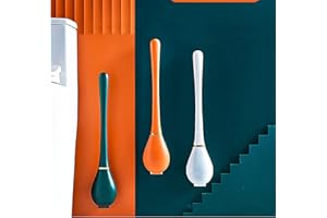 OWSEN New Silicone Water Drop Toilet Brush and Holder Set | Creative Wall-Mounted Deep-Cleaning Toilet Bowl Brush for Bathroom,Automatic Opening and Closing (Orange)