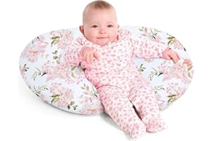 LITTLE GRAPE LAND LGLand Coussin d’Allaitement pour l’Allaitement Maternel,Coussins d’Allaitement pour Un Meilleur Soutien de la Maman et du bébé,Coussin de Soutien pour l’Alimentation de 0 à 12 Mois (fleurs roses)
