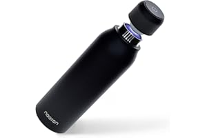 Noaton Naturaq 600ml, bottiglia UV-C isolata nera autopulente, distrugge il 99,99% dei batteri, ecologico, acciaio inossidabile, adatto per bevande fredde e calde, ottimo per uso domestico e campeggio