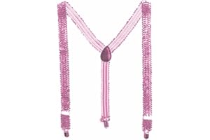 PARTY-FACTORY-LADENBURG Party Factory Pailletten Hosenträger, rosa Glitzer, 50-90cm, für Damen und Herren, Glamour Accessoire, bis 195cm Körpergröße