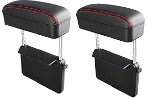 Muchkey Accoudoir de Voiture Universel Accoudoir Central Accoudoir Console en Cuir Synthétique Boîte de Rangement pour Voiture Accoudoir Console Centrale Accoudoirs Noir&Rouge(2PC)