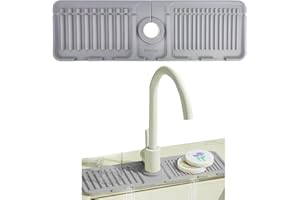 Jastown Alfombrilla de Silicona para Grifo, Almohadilla de Secado de Agua para Cocina,Alfombrilla para Salpicaduras de Grif,baño encimera,protección contra Salpicaduras, Atrapar Gotas (Gris)