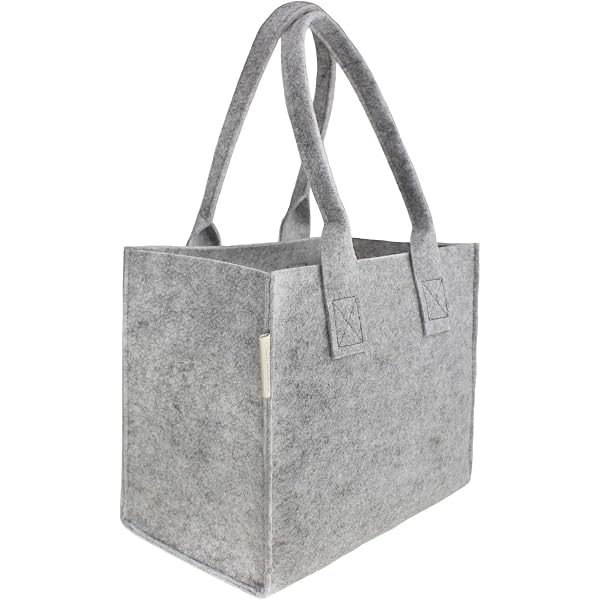 2 Stück Filztaschen – Faltbare Einkaufstasche, 30x20x18 Cm, Grau & Khaki