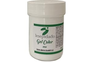LESEPIDADO SRL Gel Color Alimentare 30gr Verde. Molto concentrato. Ideale per prodotti a base acqua, per colorare panna, crema al burro, glassa, pasta di zucchero, impasti