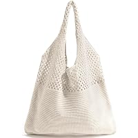 HENGBIRD Borsa Spiaggia Donna - Tote Bag In Cotone, Grande E Leggera, Per Viaggi, Shopping E Vita Quotidiana, Beige