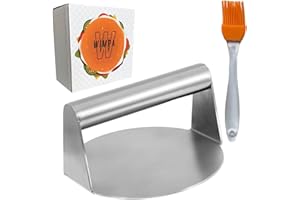 Wimpa Smash Burger Acero Inoxidable + Pincel de Cocina - Prensa Hamburguesa - Aplastador de Hamburguesas