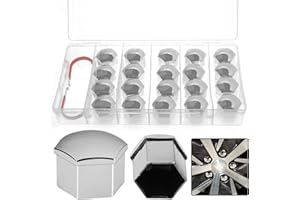 WZYTEU 20 Pièces Cache Ecrou, 19 mm Cache Boulon, Capuchons D'éCrou pour Voitures, avec Cache Ecrou Outil Demontage et Boîte de Rangement(Plastique, Argent)