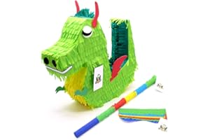 Nislai® Drachen Dino Pinata Set | Ideal für die Party | Geschenk | Geburtstag | Inkl. Augenmaske & Stock