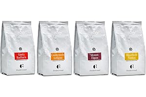 FG FRESHGROUND FreshGround | Premium Whole Bean Coffee Taster Kit | Pack of 4 454g Bags | Mount Elgon, Santa Barbara, Guatemala Antigua And Brazilian Santos | Perfect For Any Occasion | Rainforest Alliance Certified