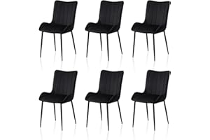 ‎TUKAILAI Esszimmerstühle 6er Set mit Samt gepolsterten Sitz, Rückenlehne & Armlehnen Küchenstühle mit robusten Metallbeinen Wohnzimmer Lounge Stühle für Zuhause Büro Empfang Esszimmer Schwarz Anthrazit