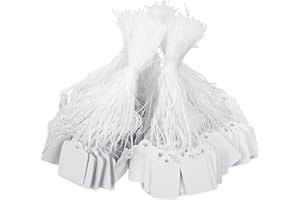 BETINYAR 1000 etiquetas de precio de joyería con cuerda adjunta, etiquetas de marcado con cuerda, etiquetas de exhibición de ropa etiqueta, etiquetas de precio de papel (blanco)