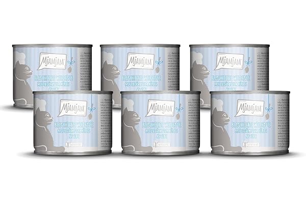 MjAMjAM - premium våtfoder för katter - blancherad vildand med ångad pumpa i sås, 6 st (6 x 185 g), spannmålsfri med extra kö