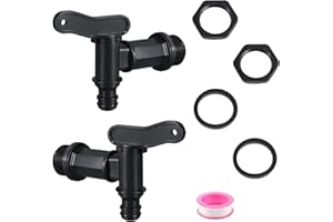 GLQSLQ 2 Stück Auslaufhahn Regentonne, mit Dichtung Kontermutter Wasserhahn Regentonne, Kunststoff Wasserhahn für Regentonne, Ersatzhahn 3/4 zoll Auslaufhahn, für Regenfass Wassertank Regenwassertonne