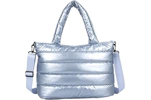 AZURAOKEY Puffer Tote Bag per le donne, borsa imbottita in cotone trapuntato, borsa a tracolla imbottita invernale