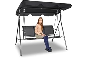 YBYHFAA Hollywoodschaukel, Universal Sonnendach für Hollywoodschaukel,600D-Ripstop-Oxford-Tuch Dachplane Hängematte Dach für Gartenschaukel,Anti-UV,250 * 190CM (Schwarz)