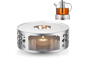 Fosoloni Teewärmer Kaffeewärmer Edelstahl, Tee Stövchen Teekanne, Tee Untersetzer Wärmer, Teekannenwärmer, Stövchen Keramik zum Erhitzen von Tee Milch Kaffee Heißen Getränken