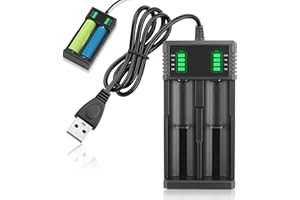 QUWEM Dual 18650 Battery Charger 3.7V/3.6V Universal Intelligent USB Battery Charger for 3.7V 3.6V Li-ion Rechargeable Batteries 18650 18500 18490 18350 17670 17500 16340(RCR123) 14500 14650 26650 22650
