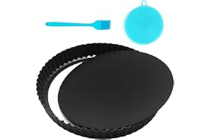 bssmmai Teglia per quiche, 28 cm, con fondo di sollevamento, quiche con rivestimento antiaderente, rotonda, bordo ondulato, stampo per torte di frutta, per quiche, torte, pie, acciaio