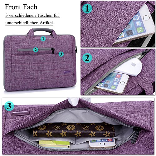 BRINCH 15,6 Zoll Multifunktional Laptop Schutzhülle Portable Umhängetasche Messenger Bag mit Schulterriemen und Griffe Aktentasche für 15 – 15,6 Zoll Laptop / Notebook / MacBook / Ultrabook / Chromebook / Tablet Computers /Apple / Acer / Asus / Dell / Fujitsu / Lenovo / HP / Samsung / Sony / Toshiba,Violett - 3