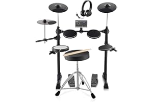 VEVOR E-Drum-Set, 15 Drum-Kits & 150 Sounds Elektronisches Schlagzeug, USB MIDI-unterstütztes 165,1 mm Mesh-Snare-E-Drum-Set mit 25,4 cm Becken, Drumsticks & Kopfhörer, für Anfänger & Erwachsene