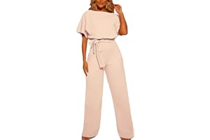 JENGO Women Jumpsuits for Women Dressy Romper Pants Suits for Women Rompers Pantsuit Jumper One Piece Outfits Loose Wide Leg Casual