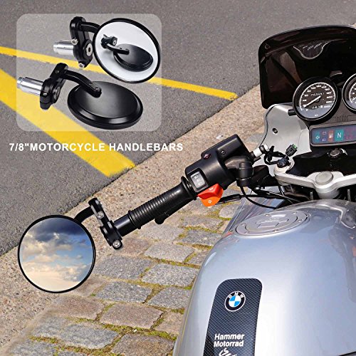 KAWELL Universal Runder Stangenende konvexe Spiegel Für erhöhte Sicht für 7/8 „Handgriff-Stäbe passt die meisten Harley Davidsons, Suzuki, Honda, Kawasaki Kreuzer, Tourenfahrräder, Sport-Fahrrad, elektrische Roller usw - 6