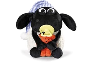 Nici 41470 Shaun The Sheep owca przytulanka Timmy z małym misiem, smoczkiem i czapką do spania, 25 cm, kolor: biały/czarny