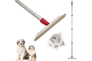 PIMEKOY Carpet Rake for Pet Hair Removal with Long Handle, Dog Cat Fur Remover Brush Broom Scraper for Rug, Furniture, Couch, Car Mats, Stairs